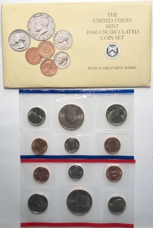 *1990 (D&P) United States Mint Uncirculated Set - 10 Coins & 2 Mint ...