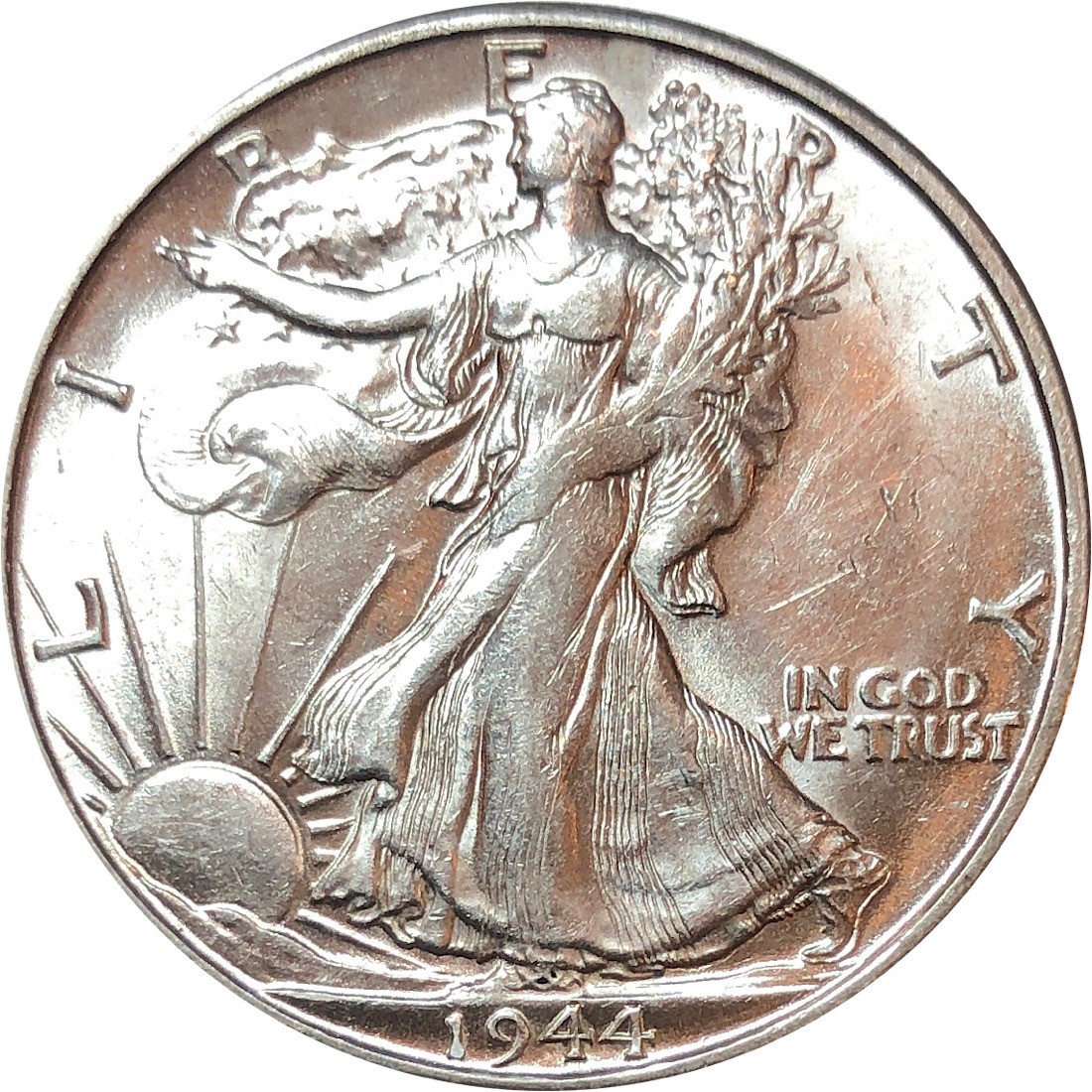 1944-S US Silver Walking Liberty Half Dollar-Choice! Brilliant ...