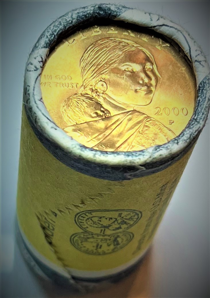 2000P U.S. Unopened Mint Wrapped Roll (25 Coins) Of Sacagawea Dollars