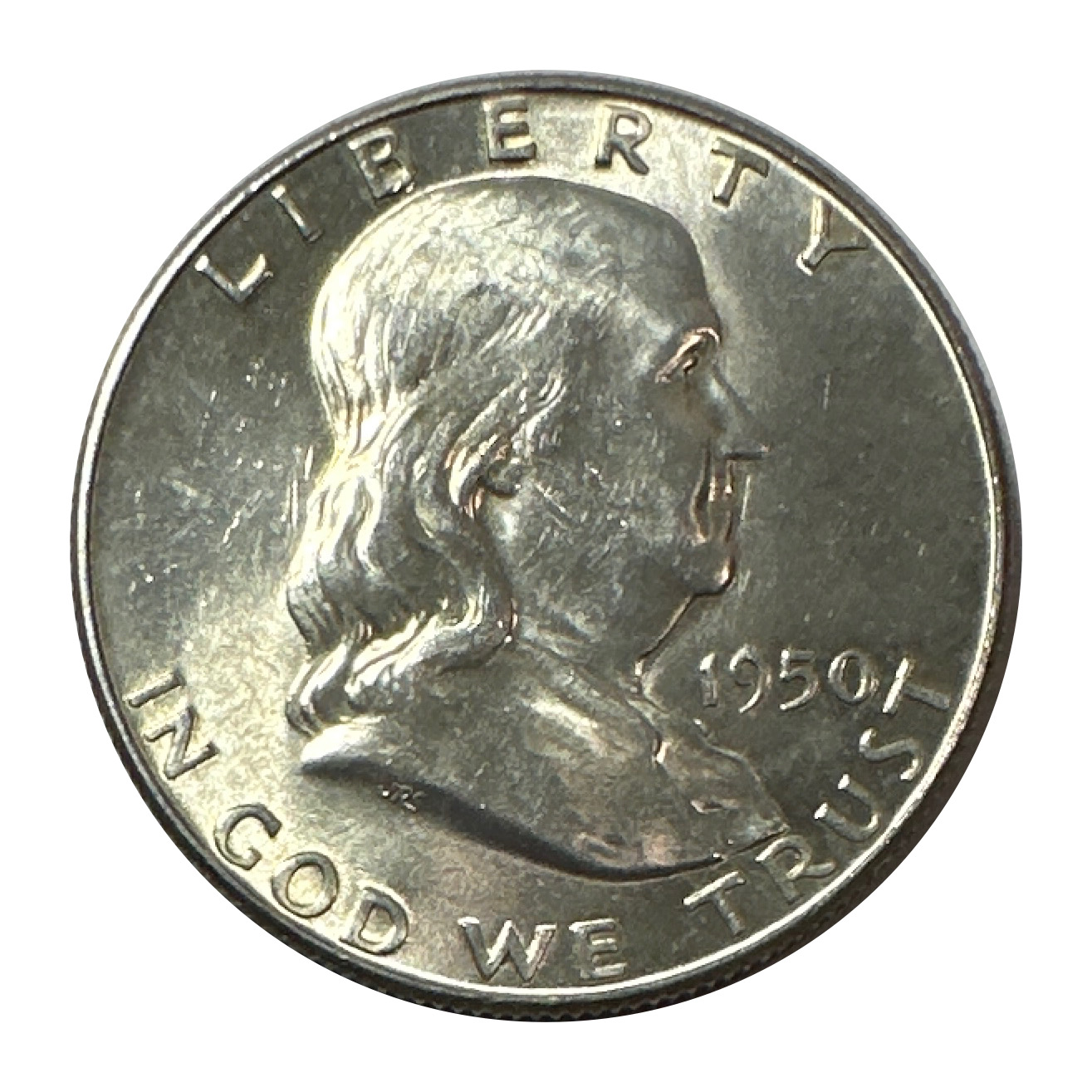 1950 U.S. 90% Silver Franklin Half Dollar - Lustrous