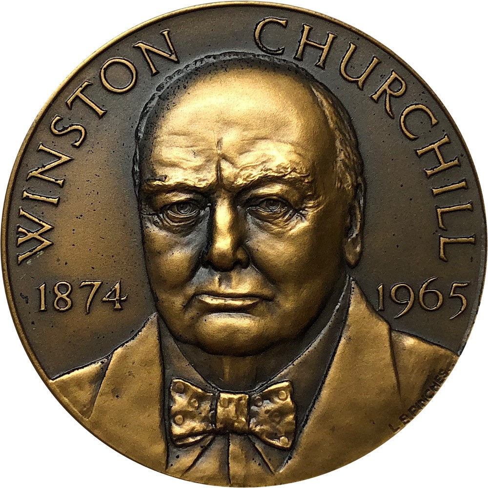 Winston Churchill 1965 Bronze Medal In Custom Display Case Property Room