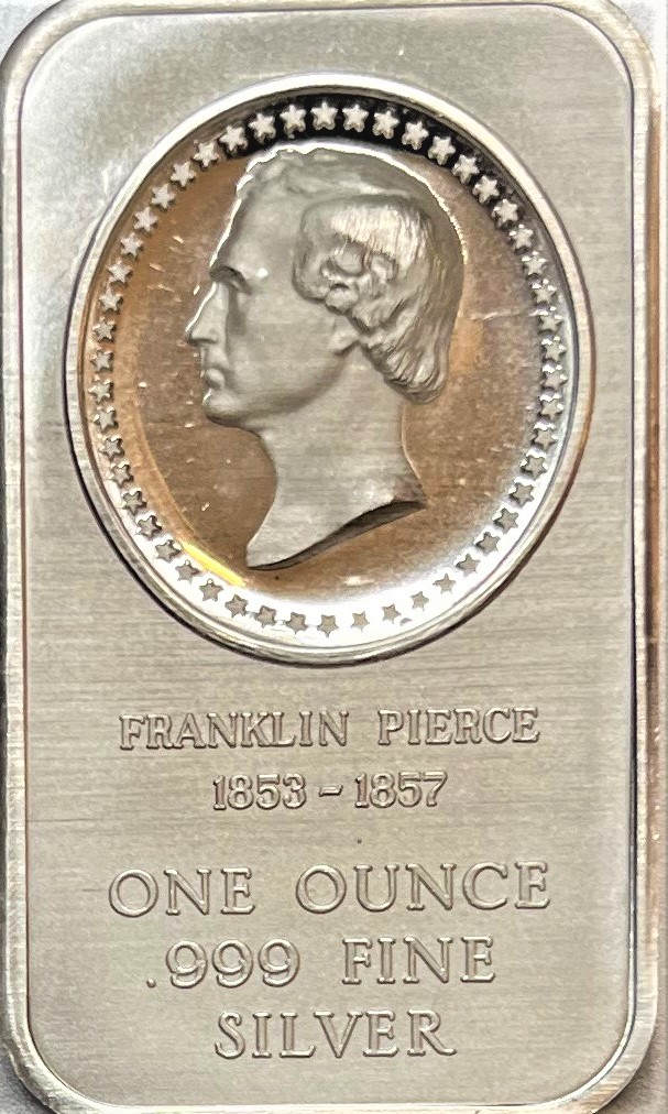 Madison Mint .999 1 Troy Ounce Silver Franklin Pierce Commemorative ...