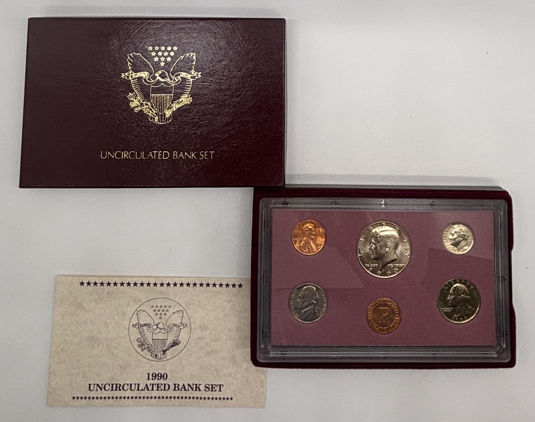 1990-P  US Mint Uncirculated Bank Set - 5 Coins in Original Packaging with COA