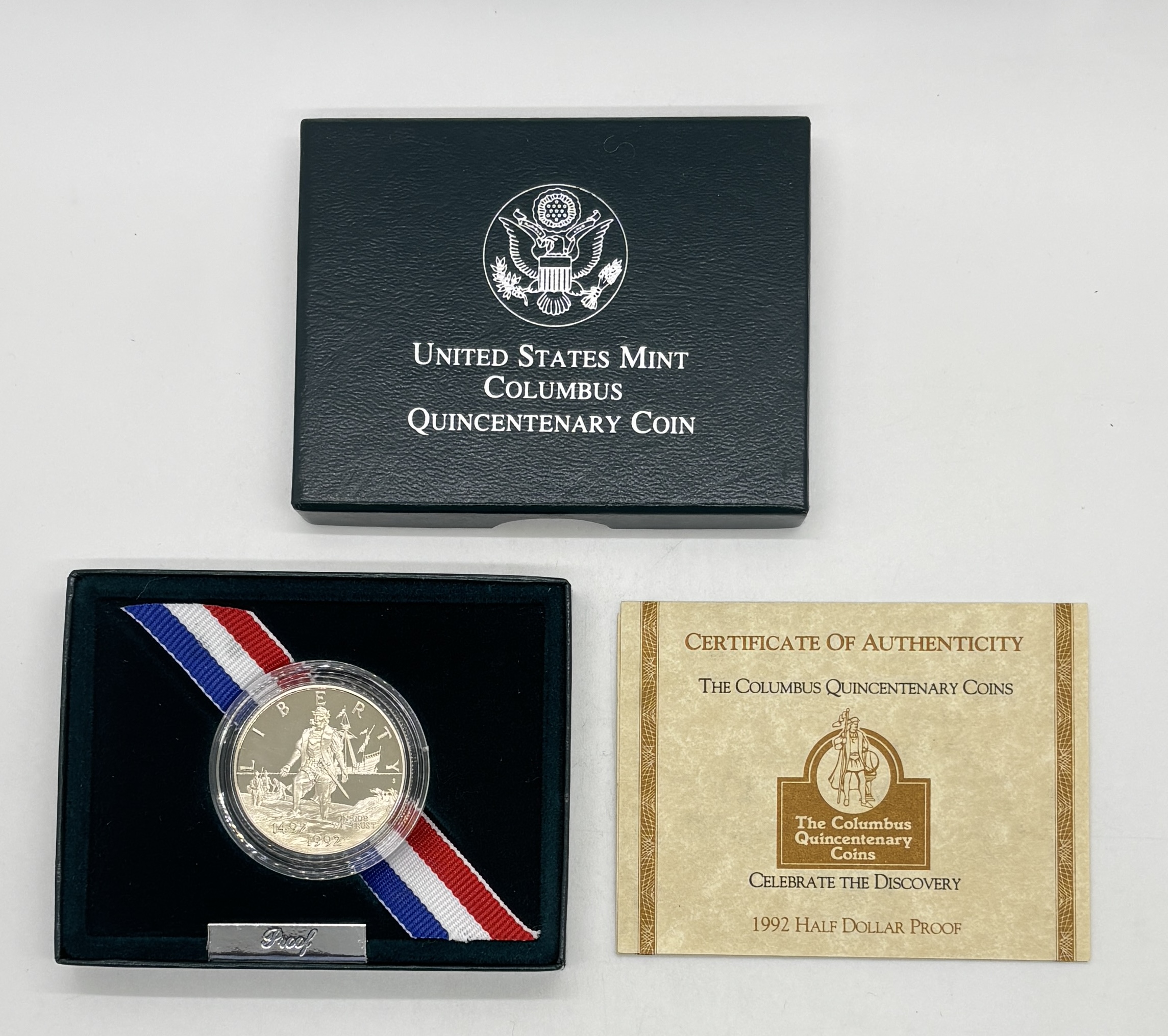 1992-S US Mint Proof Columbus Quincentenary Half Dollar - In Original Packaging with COA