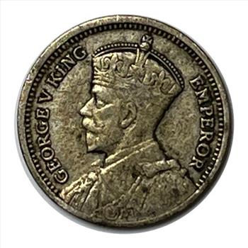 * 1933 New Zealand Silver 3 Pence Coin