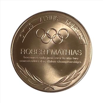 - 1952 Great Olympic Moments Collectible Bronze Token - Robert Mathias USA 1952 Decathlon Gold Medalist