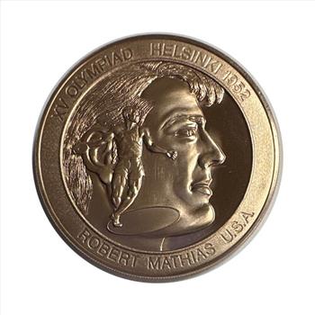 - 1952 Great Olympic Moments Collectible Bronze Token - Robert Mathias USA 1952 Decathlon Gold Medalist