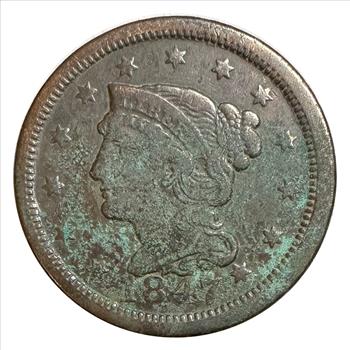 >1847 Braided Hair One Cent - Nice Detail