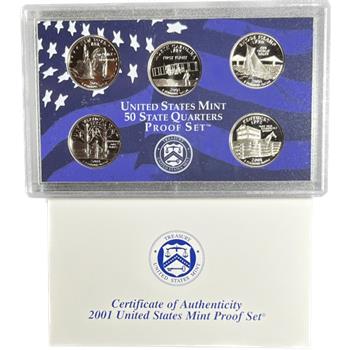 . 2001-S United States Mint Proof Set - 10 Coins in Original Mint Packaging with COA