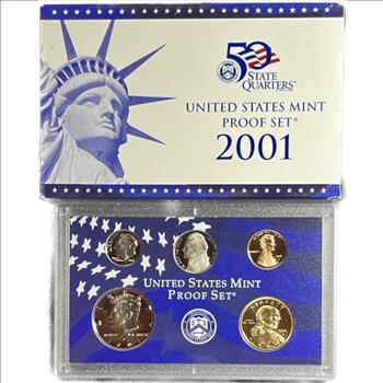 . 2001-S United States Mint Proof Set - 10 Coins in Original Mint Packaging with COA
