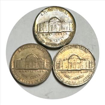 >1951 (P,D&S) U.S. Jefferson Nickels - Original Design Vintage - 3 Nickels