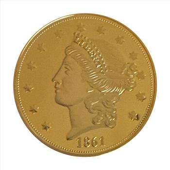 - 1861-O Double Eagle Replica 24k Gold Layered Archival Collection -Twenty Dollar Coin