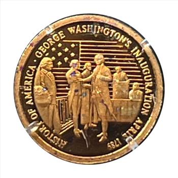 * Birth of Our Nation - George Washington's Inauguration 1789 - 14K Gold Replica Coin - 0.5 Grams - American Mint - One of 9,999
