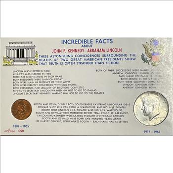 >Incredible Facts About Kennedy & Lincoln Life and Death-Including 1964-D U.S. Lincoln Cent and 1964 Kennedy Silver Half Dollar