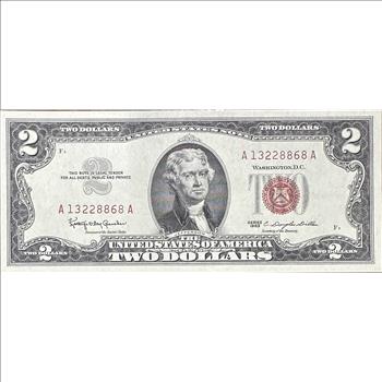 >1963 Series Crisp U.S. Two Dollars ($2) Bank Note - Red Seal