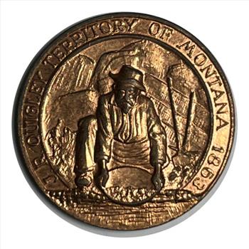 * 1863 J.R. Quigley Territory of Montana Token - The Land of Shining Mountains
