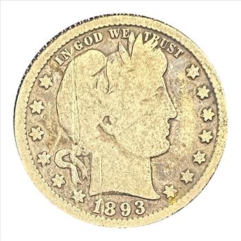 >1893 U.S. Silver Barber Quarter Dollar