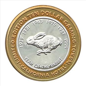 Silver Strike! Sam Boyd's California Millennium .999 Silver - Ltd. Ed. $10 Gaming Token - Year of the RABBIT