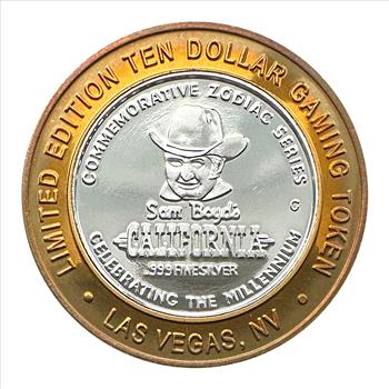 Silver Strike! Sam Boyd's California Millennium .999 Silver - Ltd. Ed. $10 Gaming Token - Year of the RABBIT
