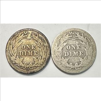 1909-O and 1913 U.S. Silver Barber Dimes