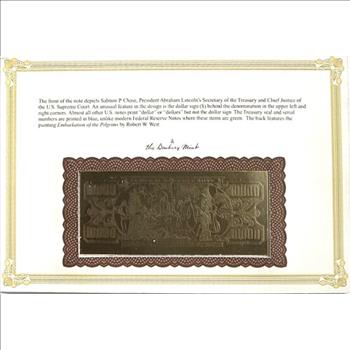 - Series of 1918 $10,000 Federal Reserve Gold Certificate - Gold Layered Replica - Danbury Mint