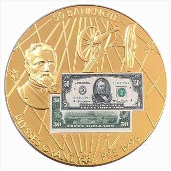 ##Ulysses Grant $50 Banknote Commemorative Coin - Gold Layered