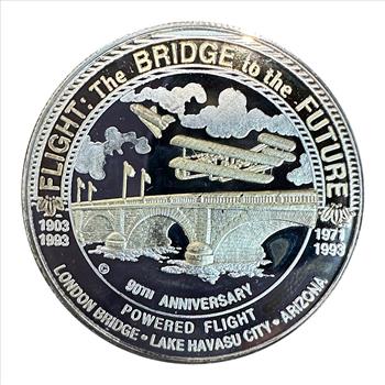 >1993-1994 London Bridge Rotary Commemorative Dollar Coin - Honoring Anniv. of London Bridge and Powered Flight!
