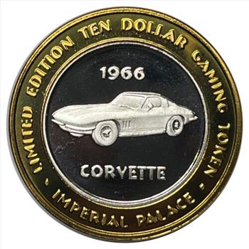 * Silver Strike! Collector's Series .999 Fine Silver $10 Gaming Token - 2001 Imperial Palace - Las Vegas, Nevada - 1966 Corvette