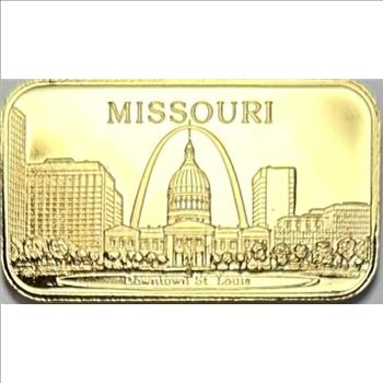- America's 50 States 18k Gold Plated Ingot - Missouri - Downtown St. Louis - Approx. 2