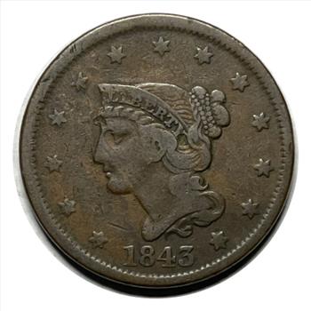 * 1843 U.S. Liberty Head Braided Hair Large Cent