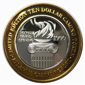 # Silver Strike!  Collector's Series $10 Silver Gaming Token -Atlantis Casino Resort Reno Nevada  - .999 Fine Silver