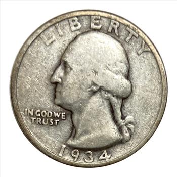 **1934-D US Silver Washington Quarter