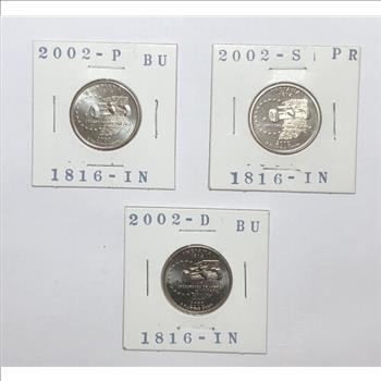2002 (P,D,S) U.S. Set of 3 Washington State Quarters - Indiana