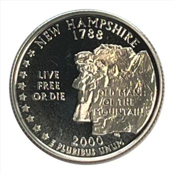 2000-S U.S. Silver Proof State Quarter Honoring New Hampshire's Old Man of the Mountain