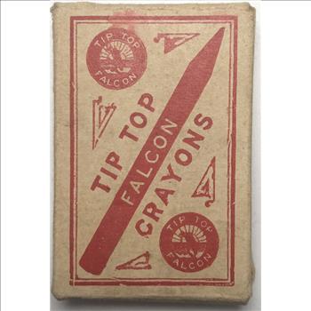 *Rare Antique Tip Top Falcon Box of Drawing Crayons (9 Crayons) - 2.5 x 1.5