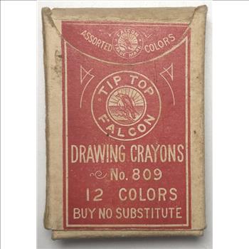*Rare Antique Tip Top Falcon Box of Drawing Crayons (9 Crayons) - 2.5 x 1.5