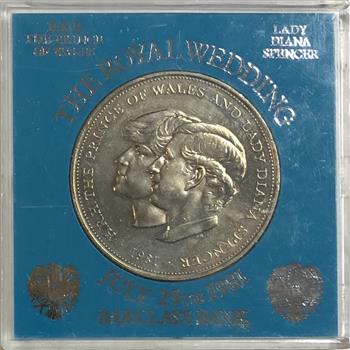 >1981 Britain - The Royal Wedding Commemorative Coin - Barclay's Bank - Prince of Wales and Lady Diana Spencer
