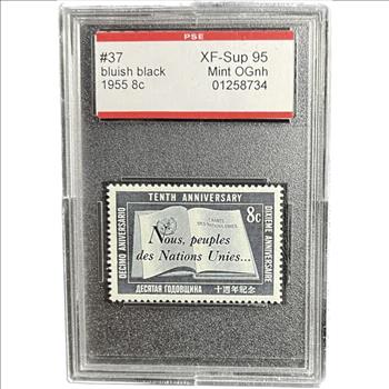 . 1955 10th Anniversary of United National 8 Cent Stamp - Certified by PSE