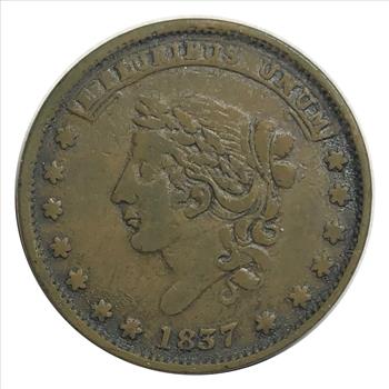 >1837 Hard Times Token - Not One Cent For Tribute