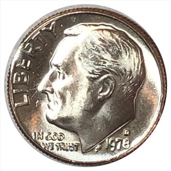 # 1978-D U.S. Roosevelt Dime - Cud on Upper Left Edge Good Luster