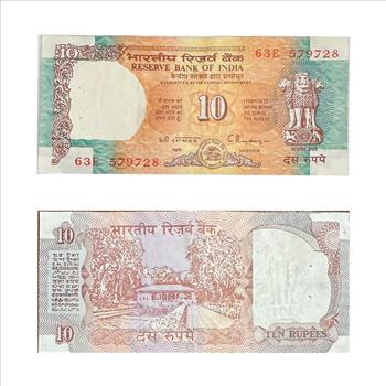 >(2) India 10 Rupees Bank Notes - Crisp and Colorful!