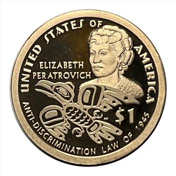 * 2020-S U.S. Proof Sacagawea  One Dollar ($1) Coin - Elizabeth Peratrovich on Reverse