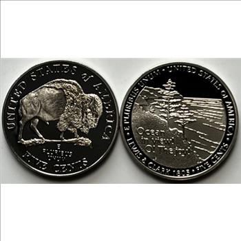 * 2005-S U.S. Proof Jefferson Nickels with Handwritten Liberty - American Bison & Ocean In View - 2 Coins
