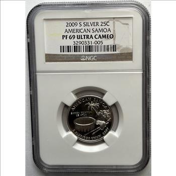 * 2009-S U.S. Silver Proof Washington State Quarter -  American Samoa - PF69 Ultra Cameo by NGC