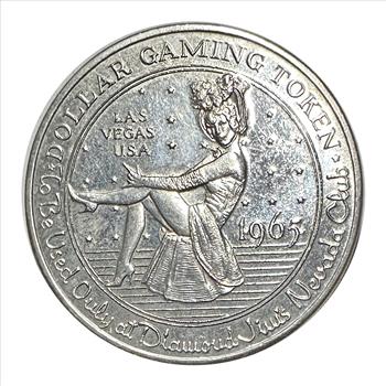 1965 DIAMOND JIM'S NEVADA CLUB, Las Vegas Dollar Gaming Token - Dancing Girl!