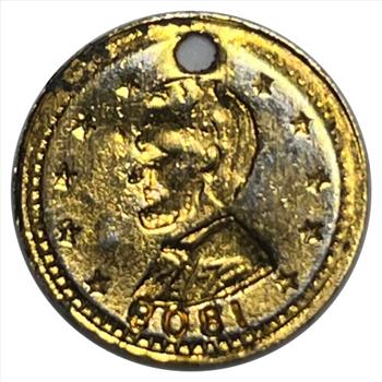 * 1909 Dated Gold Layered Holed Lincoln Medal (Dime shown for size comparison)