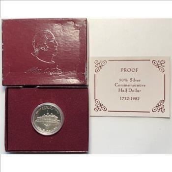 *1732-1982 US Silver Proof Commemorative George Washington Half Dollar - Boxed with COA