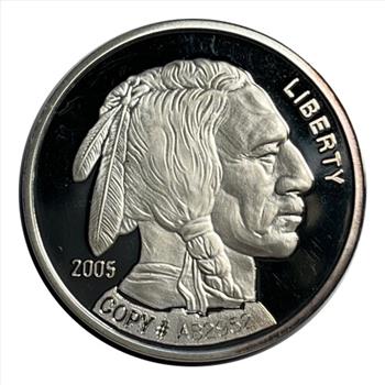 2005 Silver Layered Liberty Buffalo Proof Copy Coin - 26.7 Grams - 1 1/2 