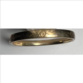 Vintage Walter E. Hayward Gold Filled (WEHGF) Bangle Bracelet with Etched Floral Design  - 2 1/2 