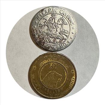 >Good Luck Tokens!  Jesse James Hideout Meremac Caverns (Missouri) and Lucky Buddha-The Lion Token!